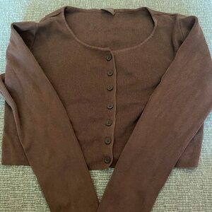 brandy melville cropped brown cardigan